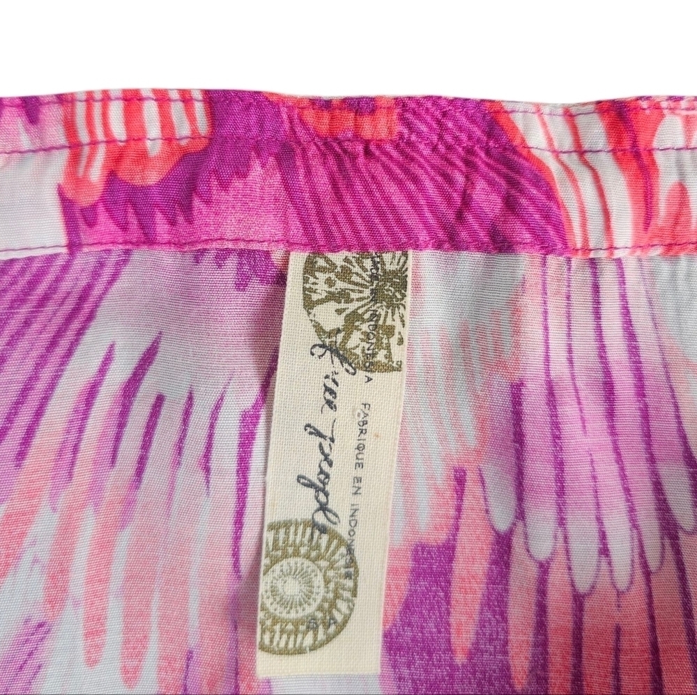 Free People Vibrant Pink and Purple High Low Dress In Peacock Print, Size S - Picture 7 of 7